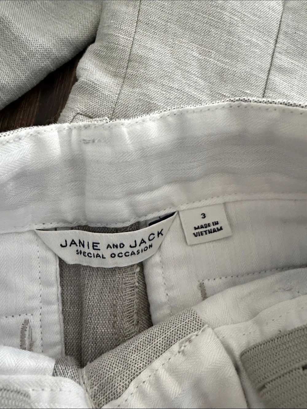 Janie and Jack toddler 3 Light Gray Linen-Blend Boys' Suit Set Pants